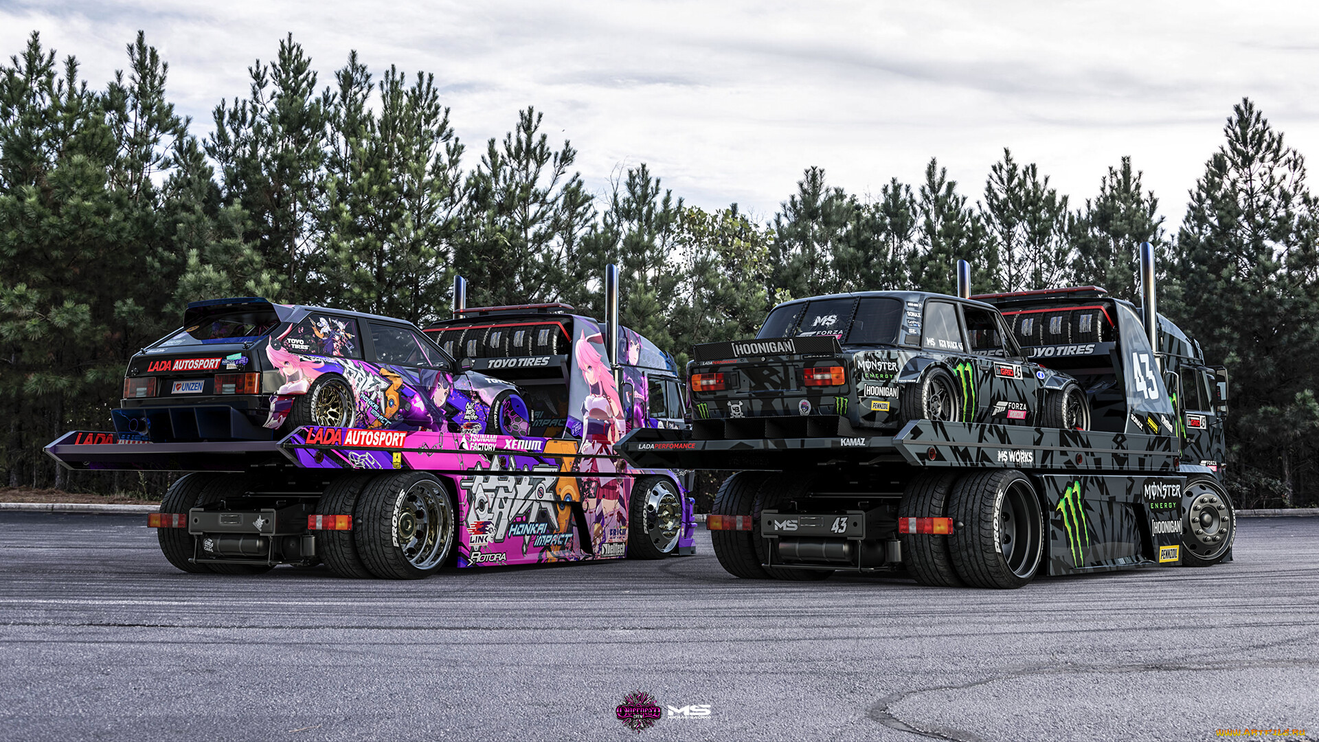 itasha kamaz lada 2108 - hoonitruck kamaz vaz 2106, ,  , itasha, kamaz, lada, 2108, and, hoonitruck, tow, vaz, 2106, hoonicorn, , 